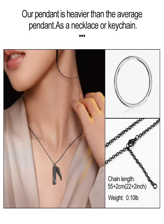 abooxiu Cylinder Cremation Urn Necklace with Angel Wing Pet Paw Ashes Keepsake Jewelry - Image 4